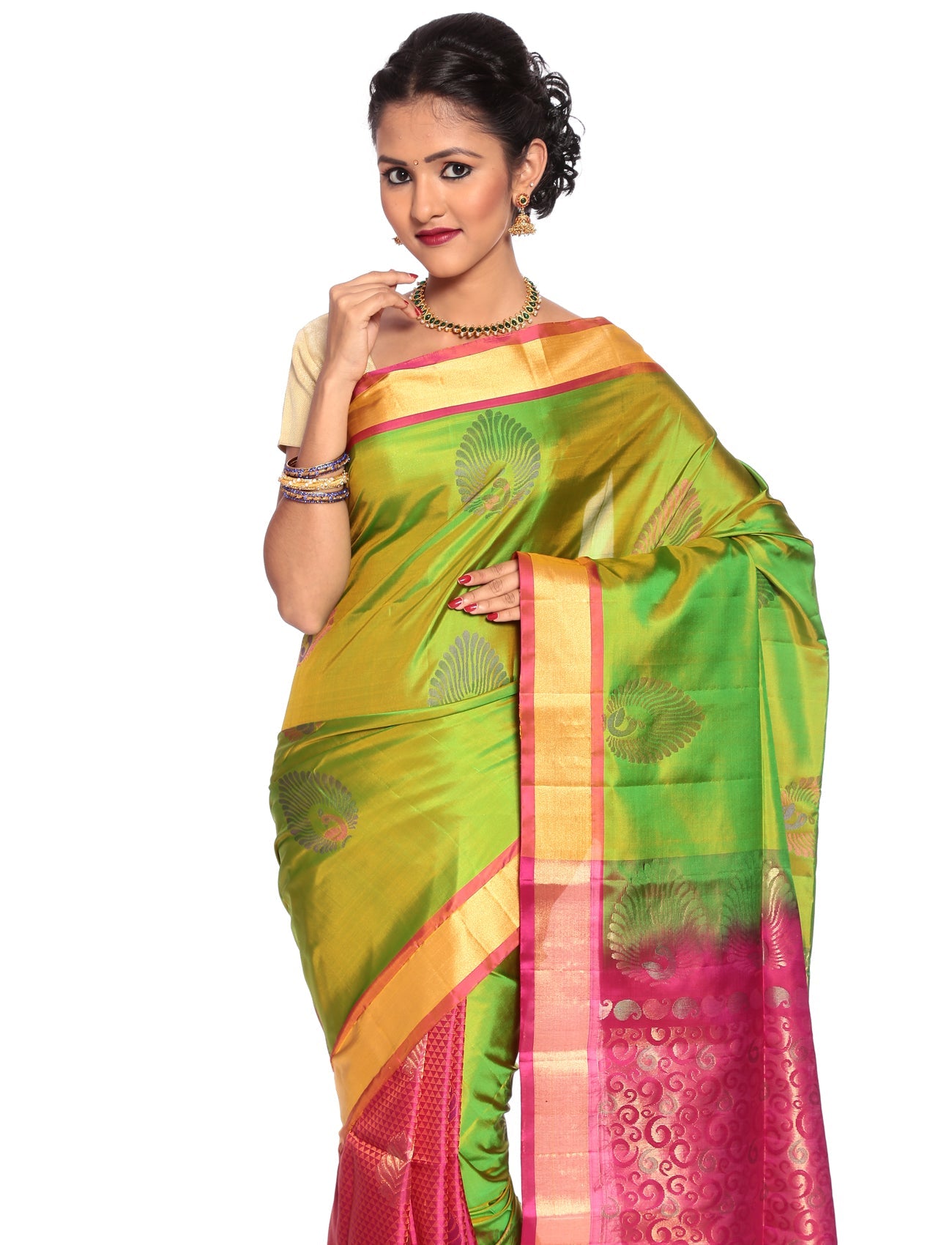 Buy Mandakini Kanchipuram Handloom Patli Pallu Pure Silk Sarees Online